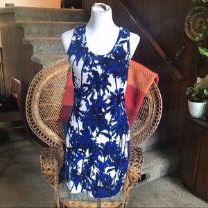 Karen Kane Racerback Dress Blue & White Palms